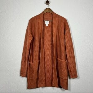 NWT Anthropologie daily ritual Orange  & rust brown herringbone cardigan sweater